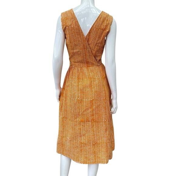 Vintage 1960’s Handmade Tangerine Cotton Wrap Dress, Medium - Picture 9 of 10